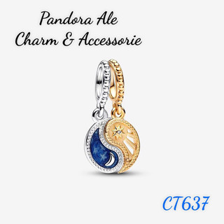 Pan ale charm bạc s925 treo vô cực mặt trăng mặt trời phối hai màu