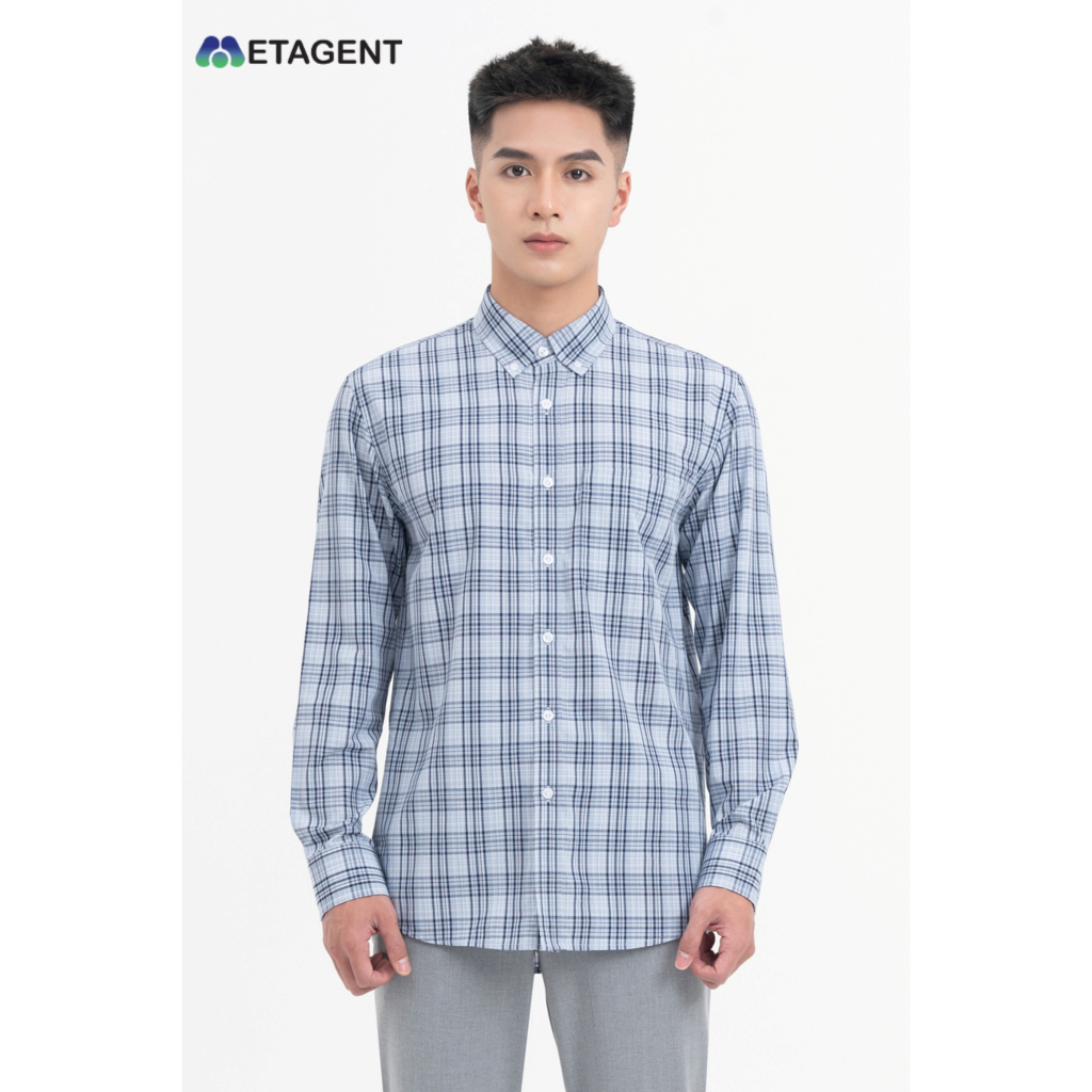 Áo sơ mi nam kẻ caro phối túi Metagent MS 17E3530