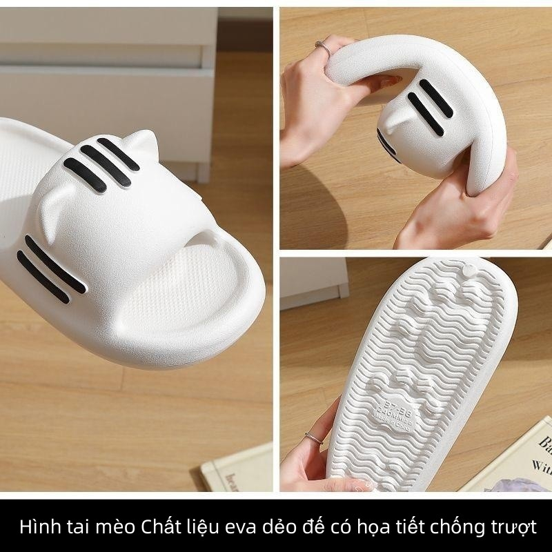 Dép hình mèo hoạt hình, đế chống trượt siêu mềm, chất liệu EVA cao cấp, cặp đôi đi cùng nhau