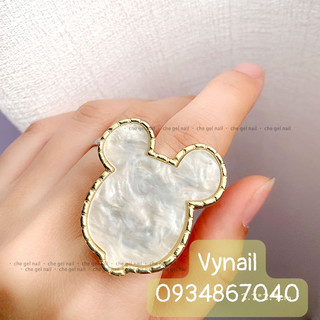 Nhẫn đá thạch  , pha màu vẽ nail (vynail)