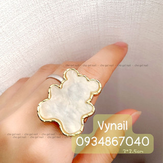 Nhẫn đá thạch  , pha màu vẽ nail (vynail)