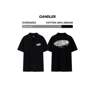 Áo polo nam nữ oversize CANDLES SPRAY chất liệu pique 230gsm chính hãng