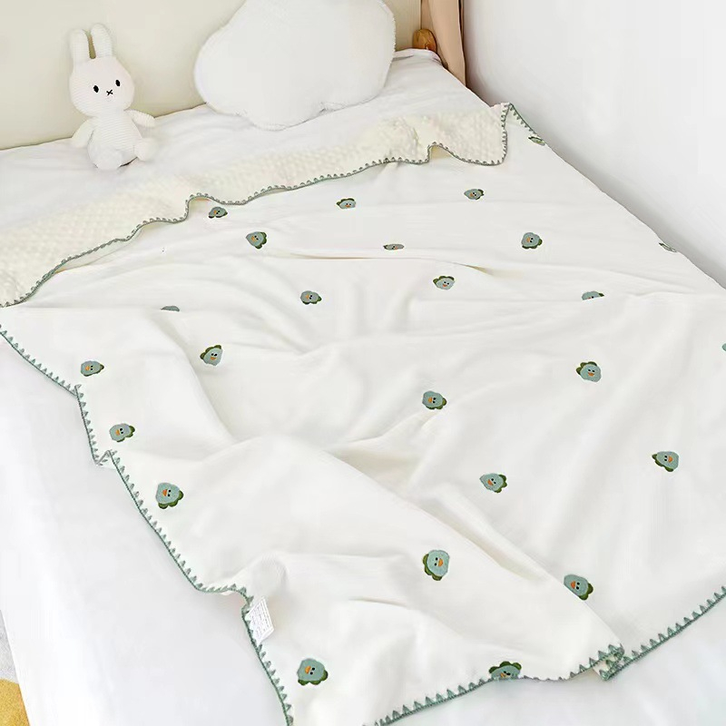 Chăn Nhung Hạt Đậu Phong Cách Hàn Quốc 1m*1m2 - Chăn Nhung Thêu Hình Siêu Xinh Siêu Mềm Mịn Cho Bé Lamkids