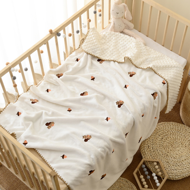 Chăn Nhung Hạt Đậu Phong Cách Hàn Quốc 1m*1m2 - Chăn Nhung Thêu Hình Siêu Xinh Siêu Mềm Mịn Cho Bé Lamkids