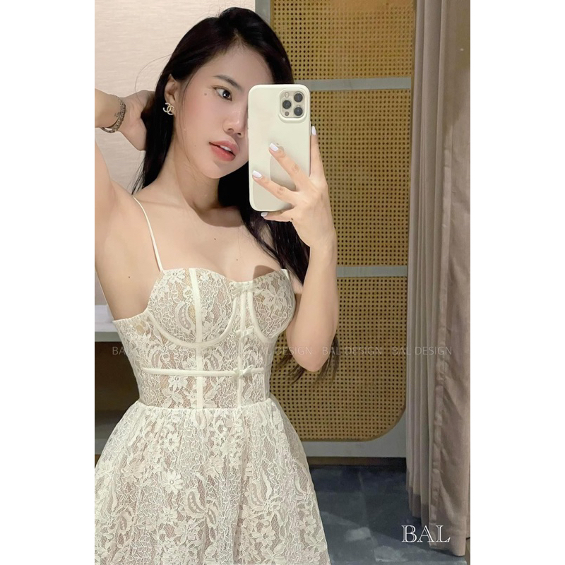 Váy 2 ren Dây Cúp Ngực Pha Ren Mềm Hàng Min