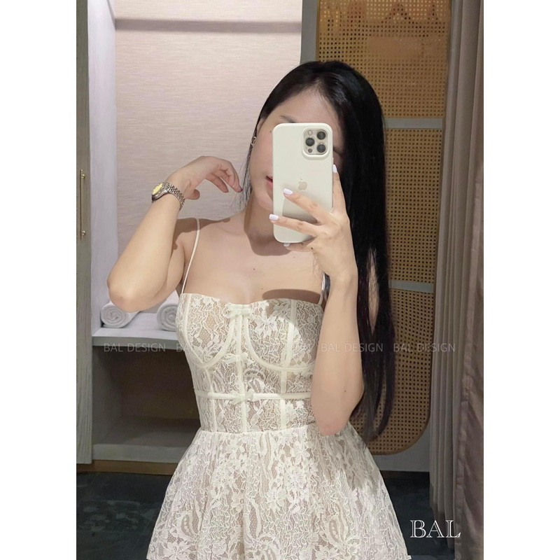 Váy 2 ren Dây Cúp Ngực Pha Ren Mềm Hàng Min