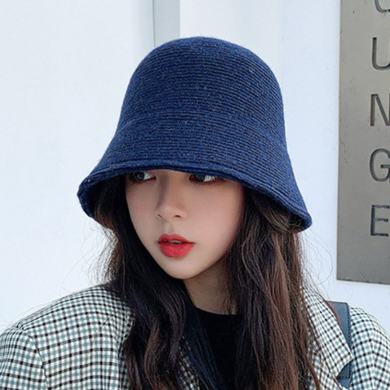 Mũ Len Bucket Hanoi Fashion Nón Len Tai Bèo Đơn Sắc Phong Cách Thời Trang Hàn Quốc