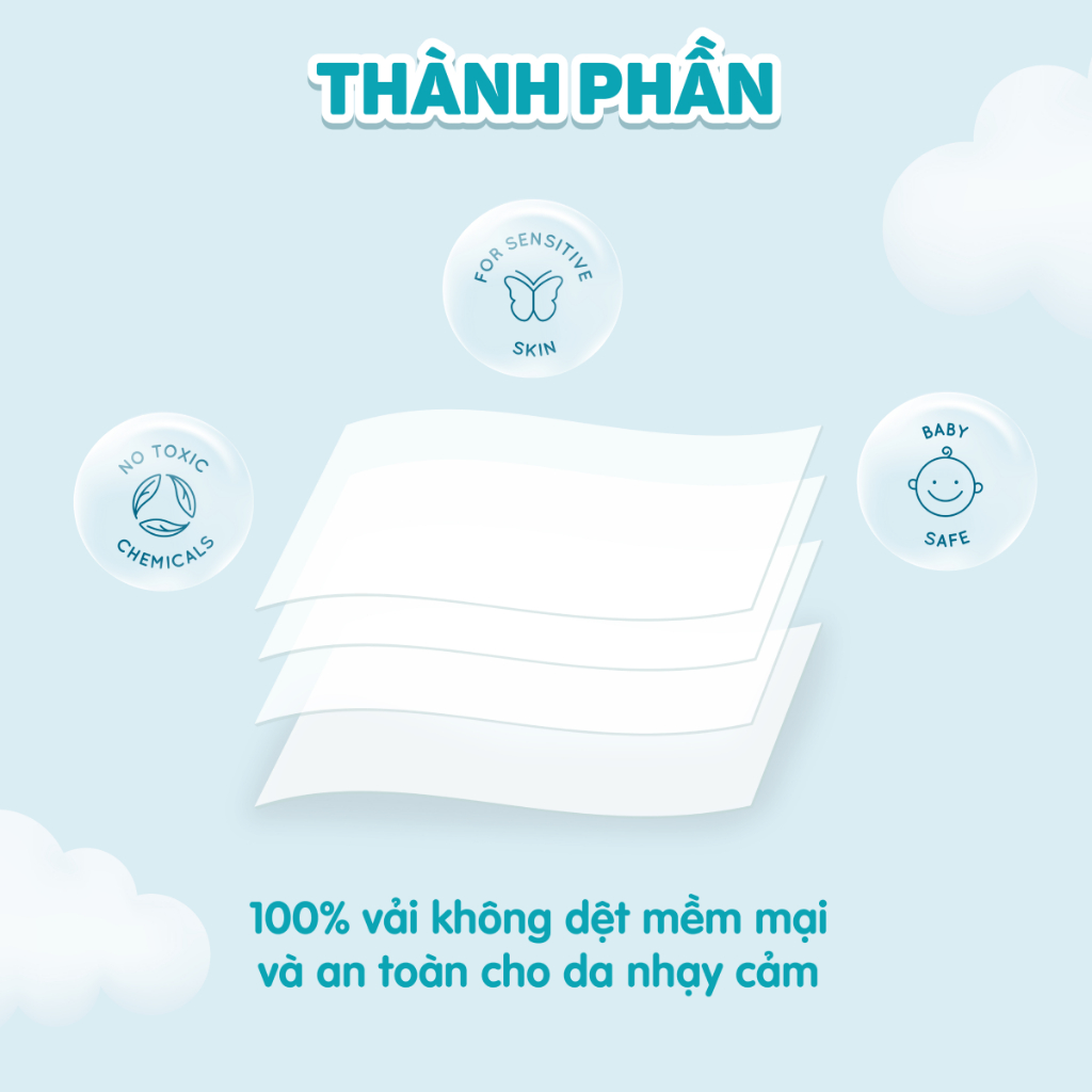 Combo 05 túi khăn khô đa năng cao cấp cho bé Ecobi túi 270 tờ 345g siêu tiết kiệm