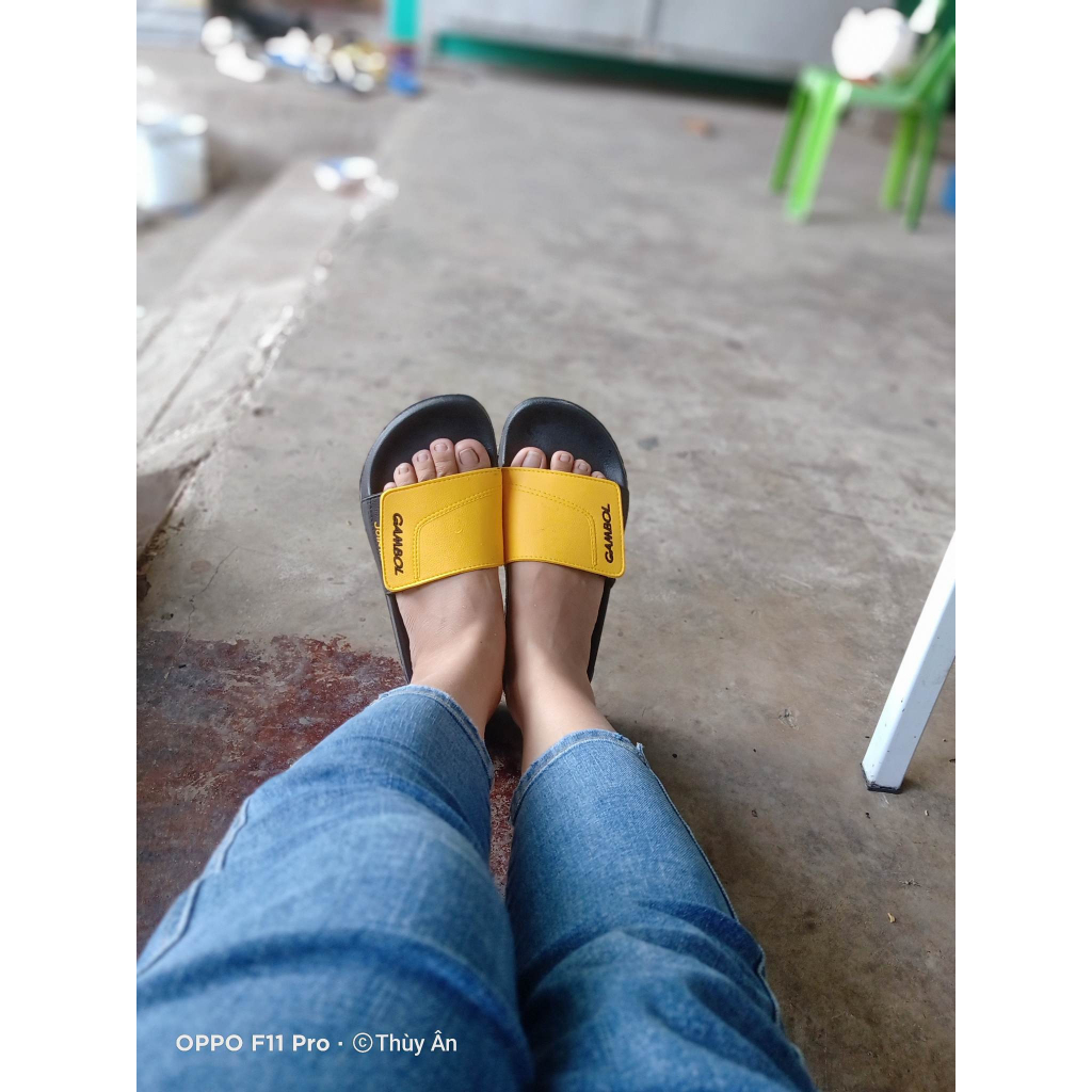 Dép GAMBOL Thái Lan 43106 Quai Ngang Nam Nữ - Đen vàng