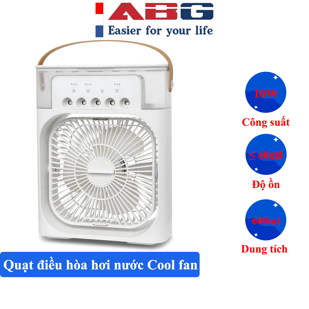 Quạt điều hoà hơi nước mini ABG cool fan, quạt hơi nước làm mát phun sương để bàn 3 chế độ gió, dung tích bình lớn