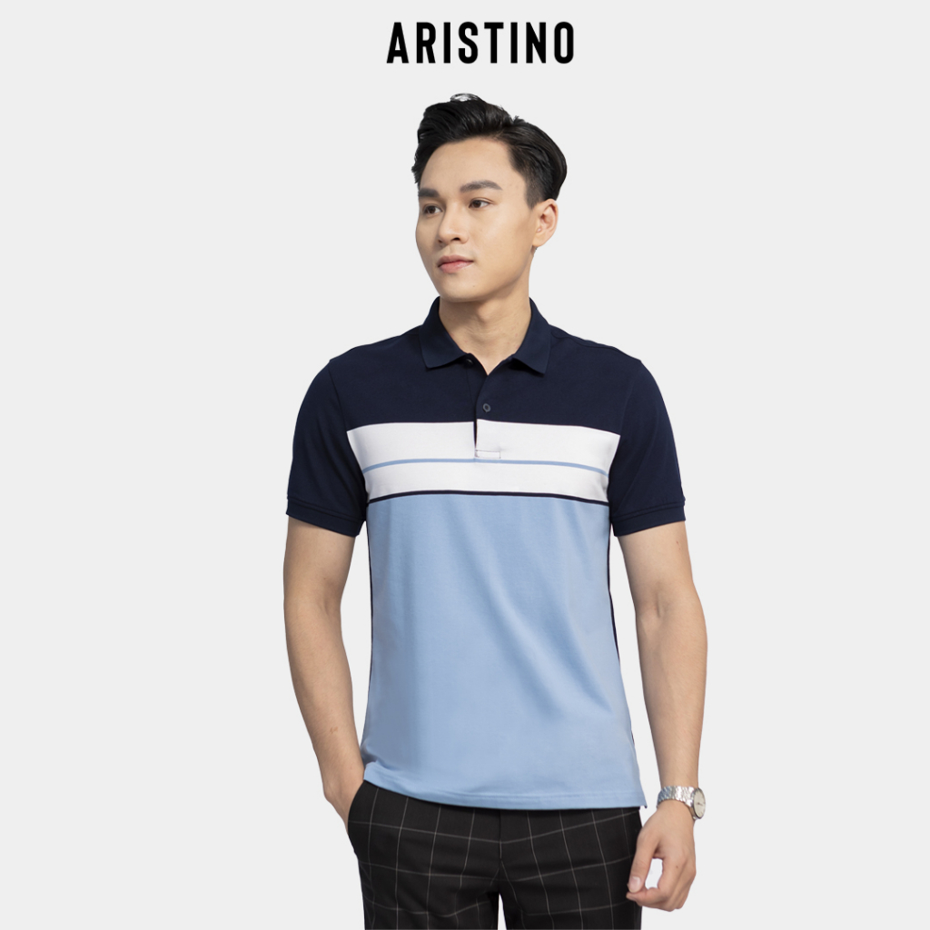Áo polo ngắn tay ARISTINO phom Regular fit suông nhẹ, họa tiết thân trước độc đáo, ấn tượng-  APS124S3