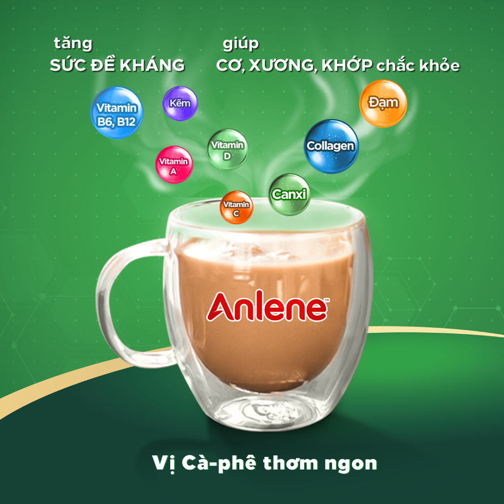 Combo 2 Sữa bột Anlene cà phê hộp 8x35g/hộp