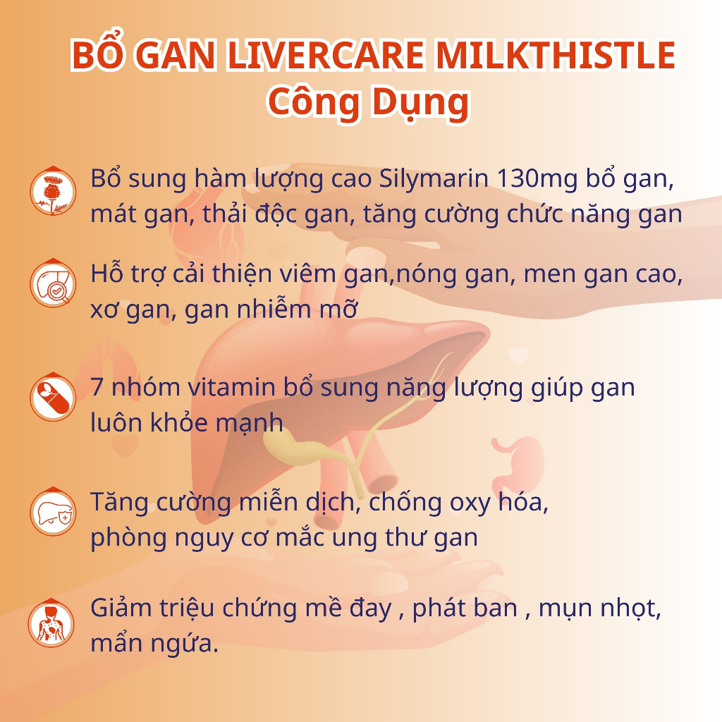 Viên Uống Bổ Gan NUTRIONELIFE Livercare Milkthistle Tăng Cường Chức Năng Gan, Mát Gan, Thải Độc, Hạ Men Gan Hộp 30Viên