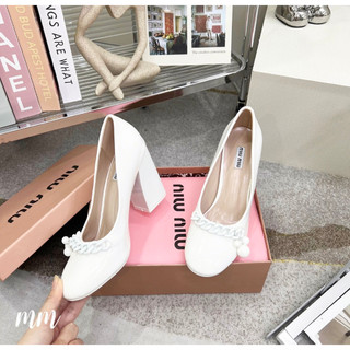 [TRANG MEEY] GIÀY CAO GÓT MIU MIU TRẮNG