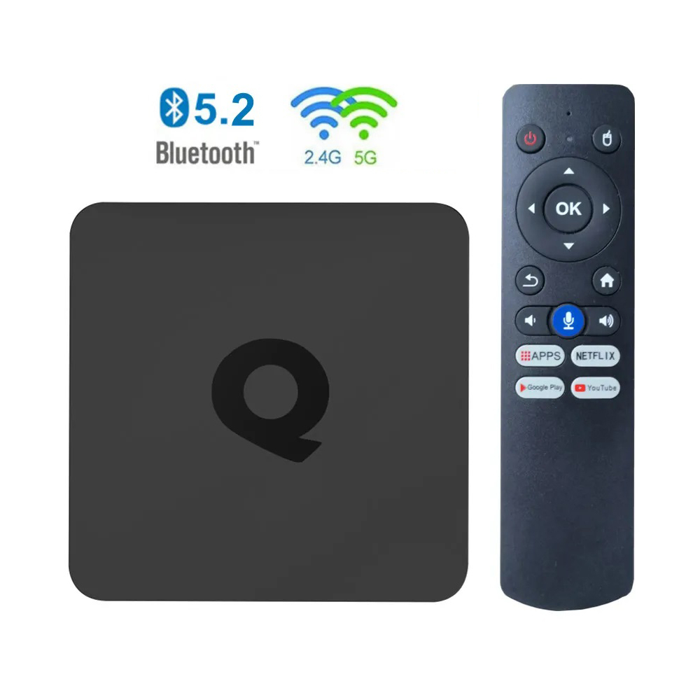 Tivi Box Q1 Android TV 10, Điều Khiển Giọng Nói Wifi Kép Bluetooth RAM 2GB