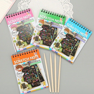 Sổ vẽ ma thuật kèm bút tre - scratch note- sổ cạo, tranh cạo