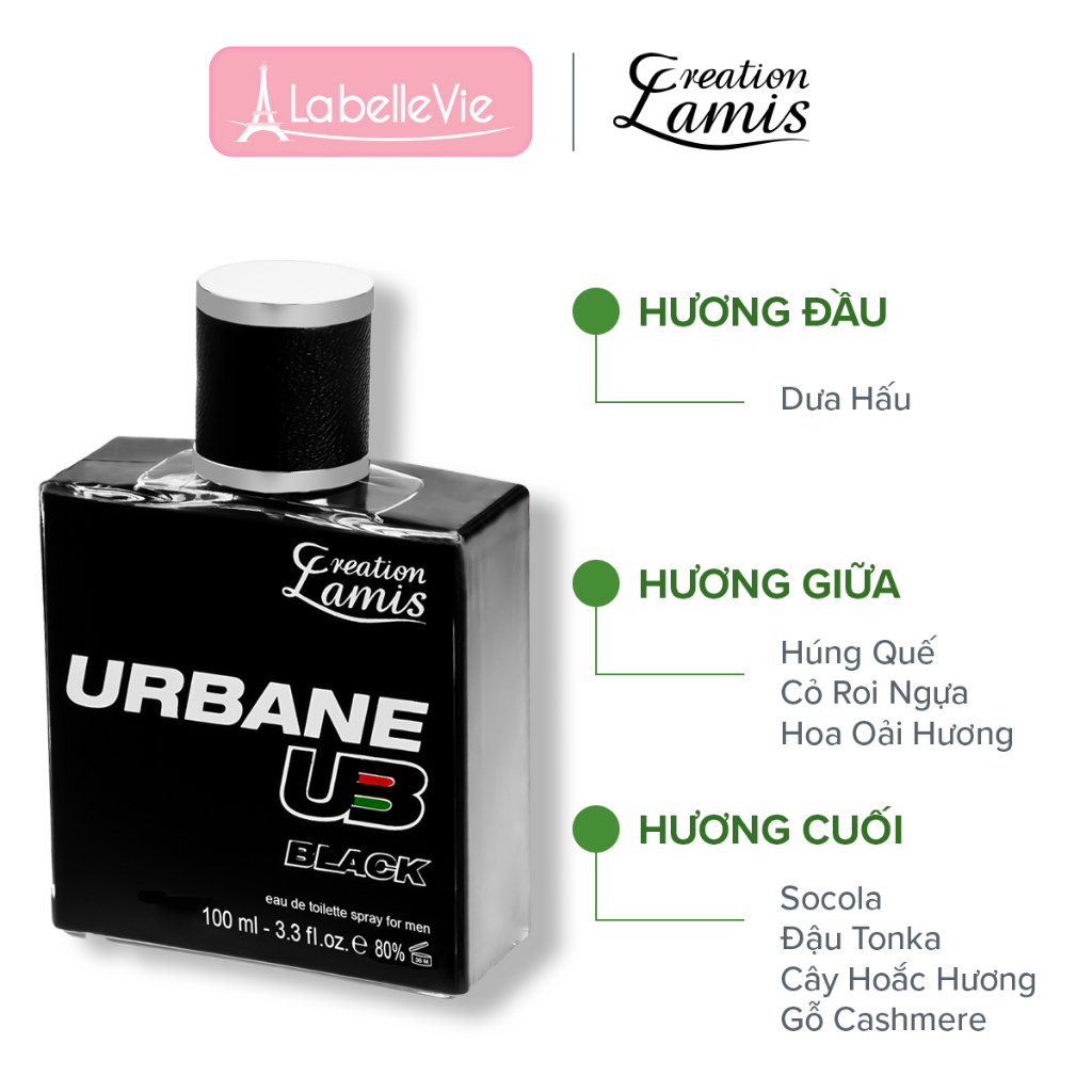 Nước hoa nam Dubai Creation Lamis Urban Black hương thơm tươi mát và nam tính 100ml