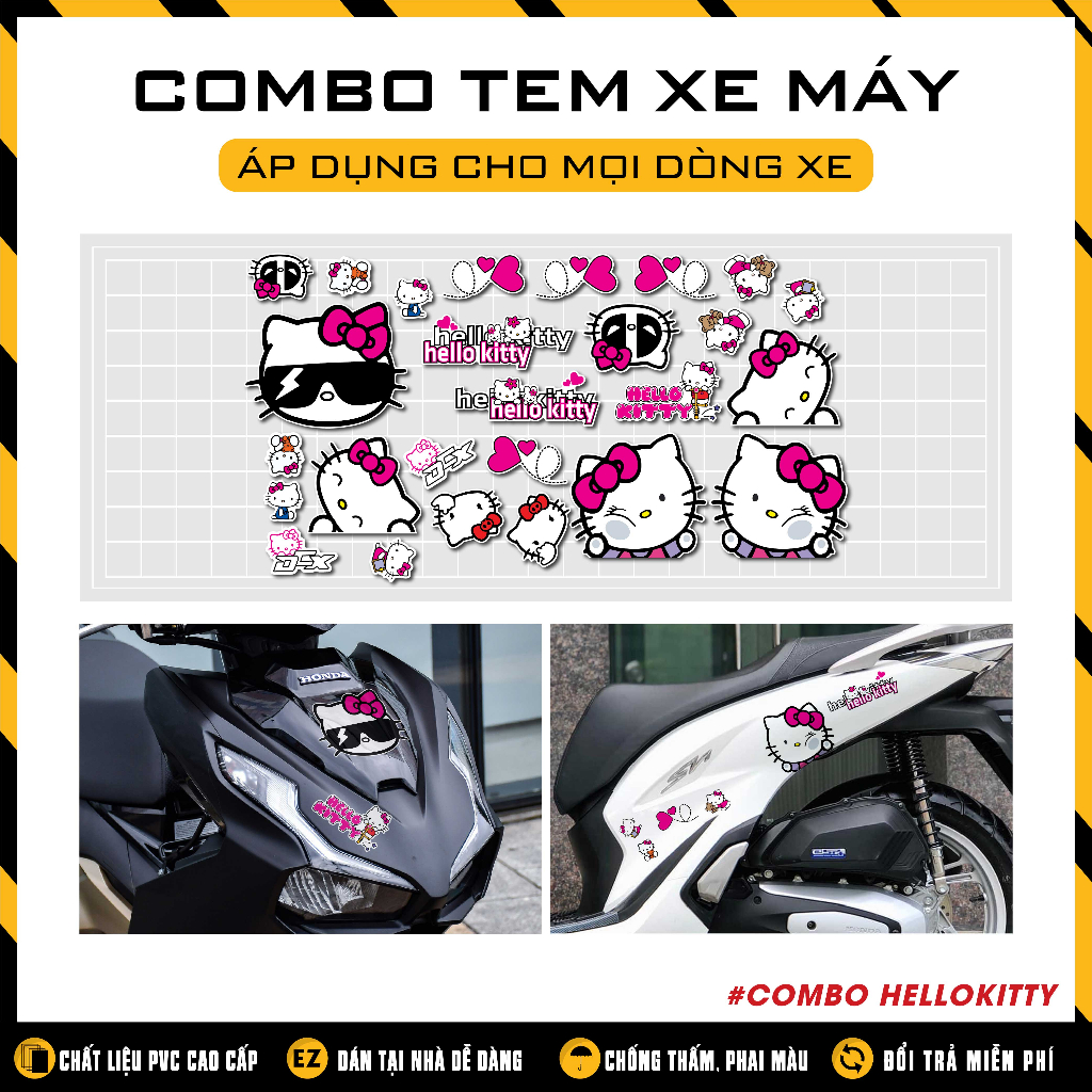 Combo Tem Dán Xe Máy Xe Điện Các Loại Mẫu Hello Kitty | Team Decal Hình Dán SH Vespa Vision SH Mode Liberty ...