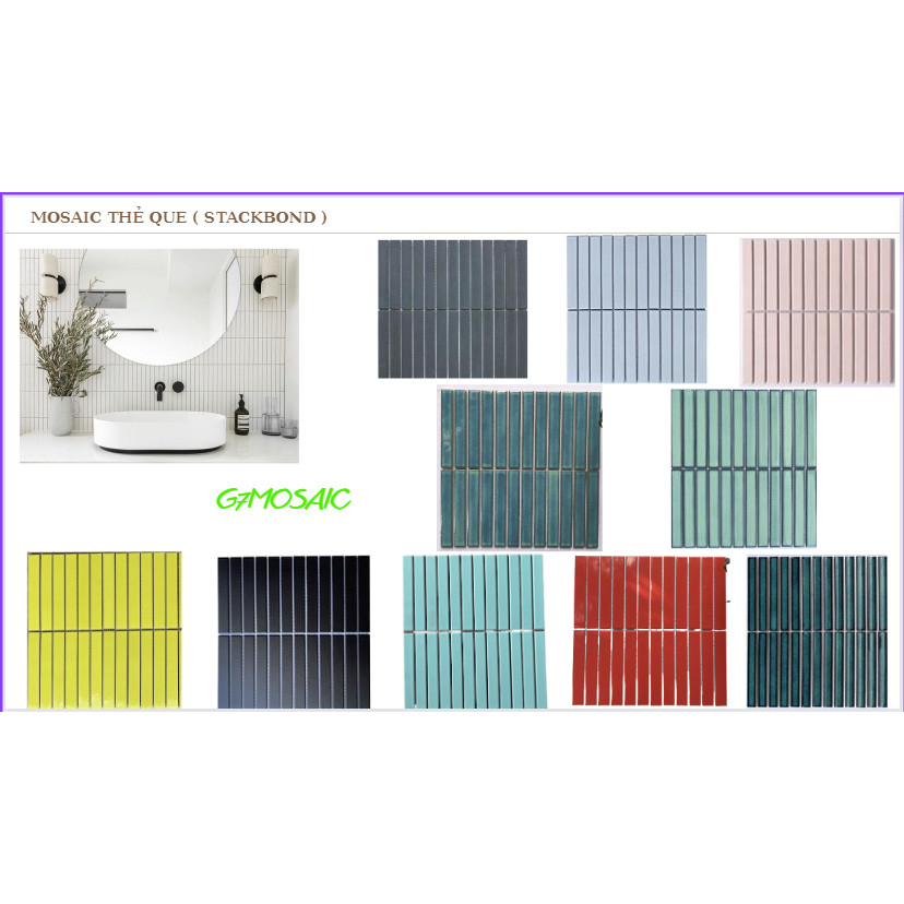 Gạch stackbond hai hàng men matt, bóng ốp tường trang trí phòng khách, phòng bếp, decor quán, tạo điểm nhấn, hàng sẵn