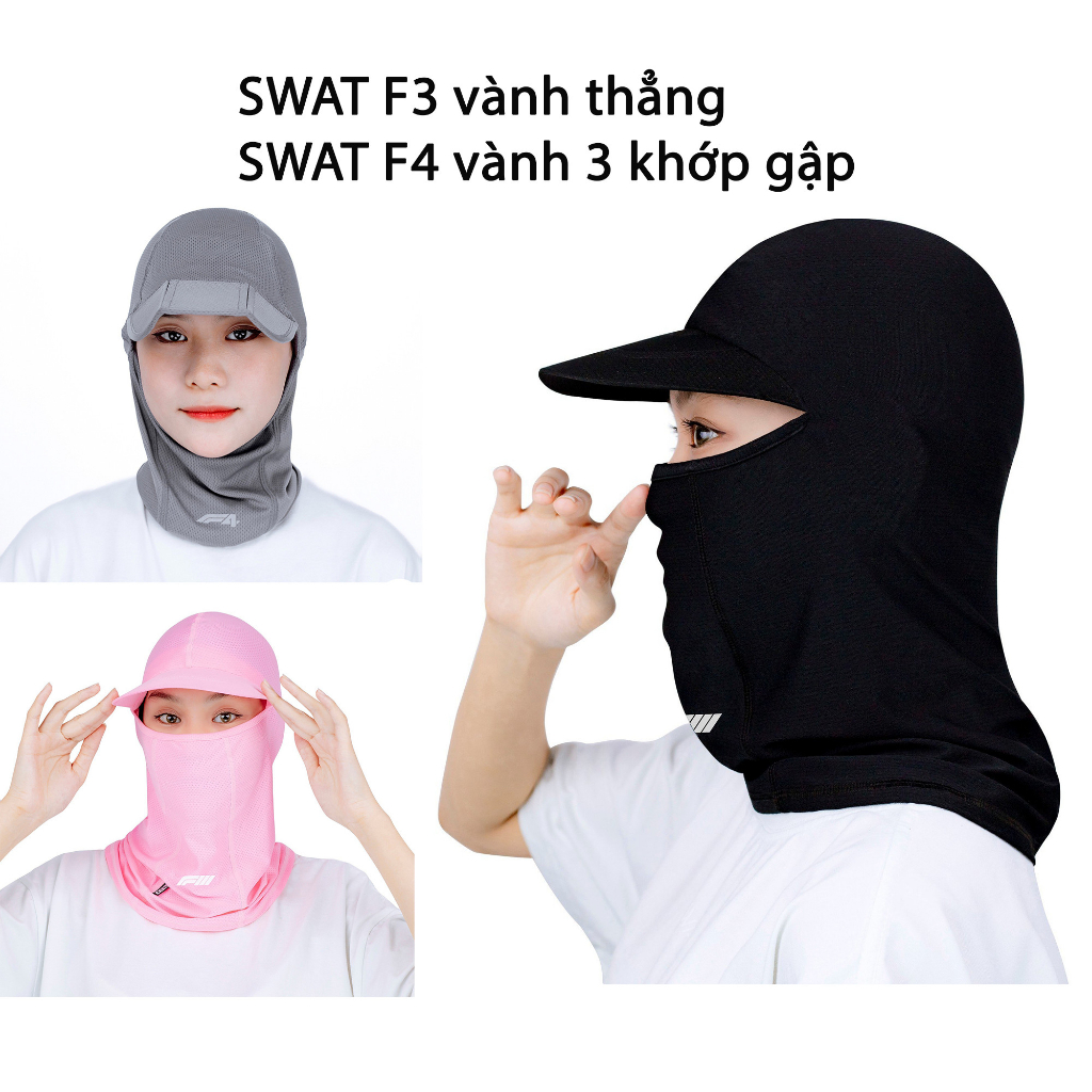 Mũ trùm đầu lưỡi trai kèm khẩu trang chống nắng đi câu cá, đi rừng, dã ngoại vải có dãn, thoáng mát SWAT F3, F4