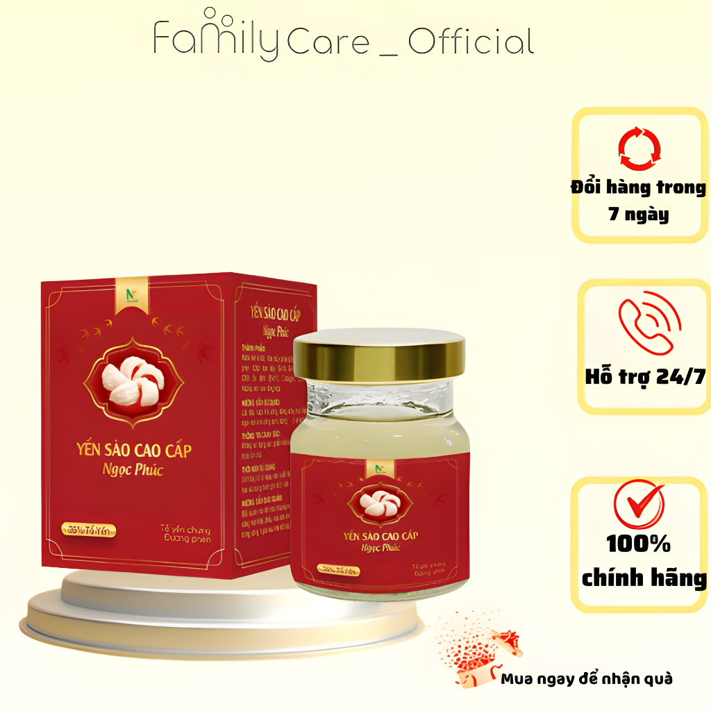 Yến Sào cao cấp Ngọc Phúc 35% Tổ Yến Chưng Đường Phèn Hộp quà sang trọng 70ml
