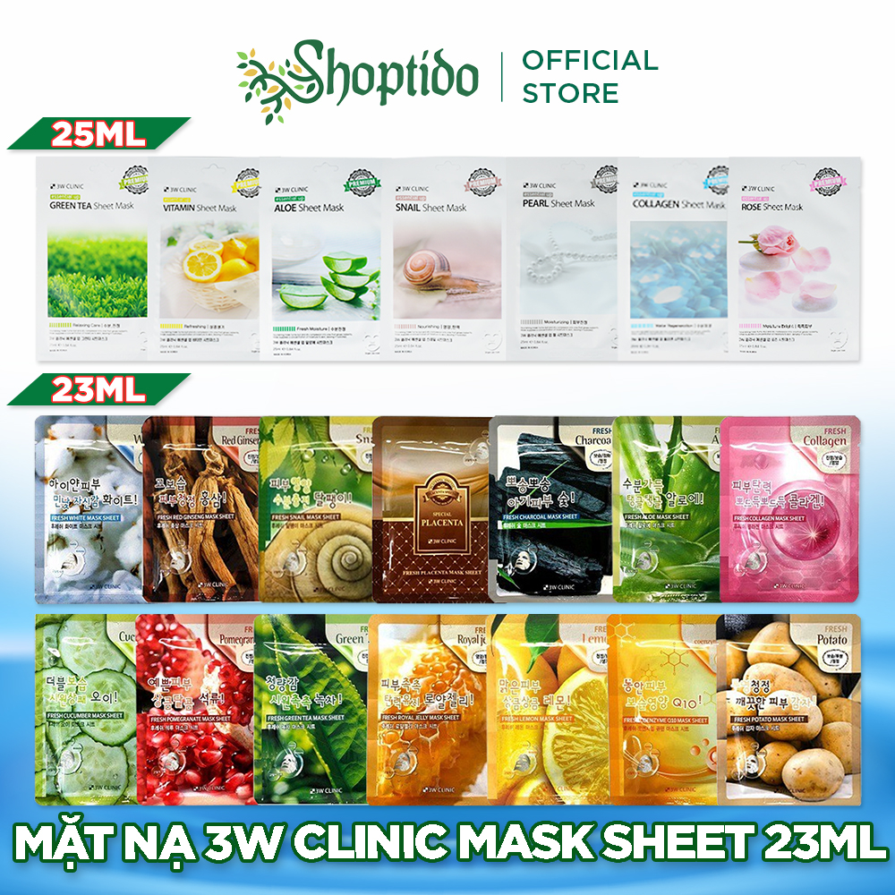 Mặt nạ 3w Clinic dưỡng da, cấp ẩm mask sheet 23ml Hàn Quốc NPP Shoptido