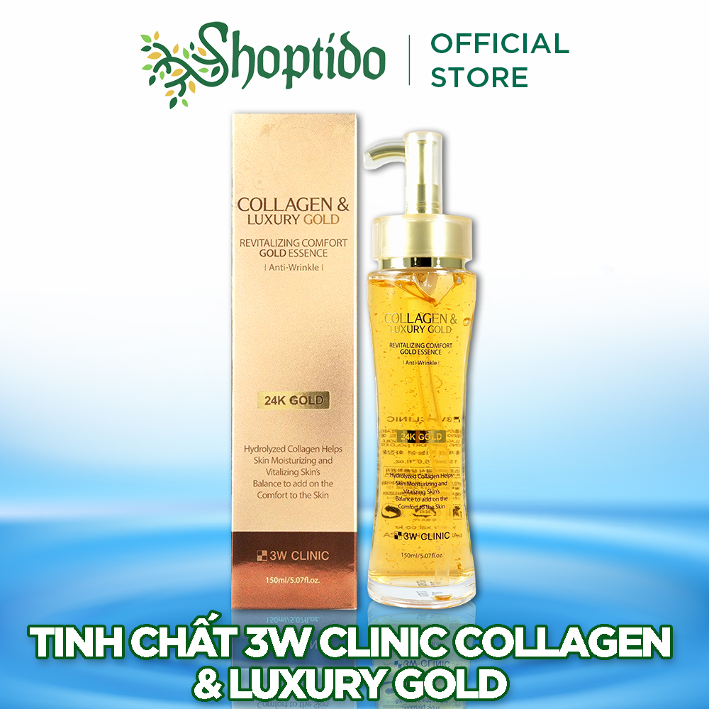 Tinh chất 3w Clinic dưỡng trắng da, chống lão hóa Collagen & Luxury Gold 150ml NPP Shoptido