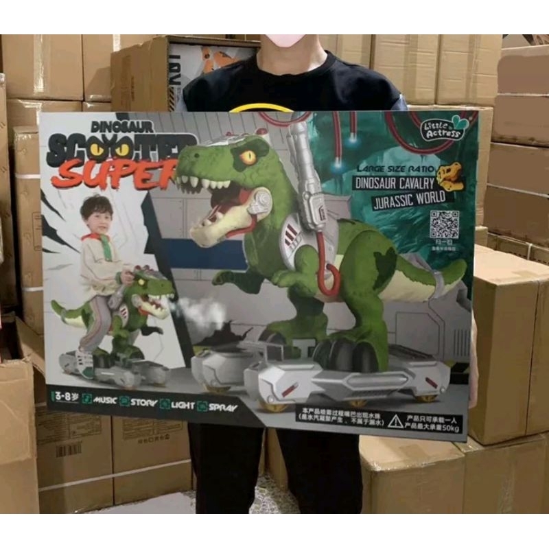 Xe đồ chơi khủng long Trex Phun khói