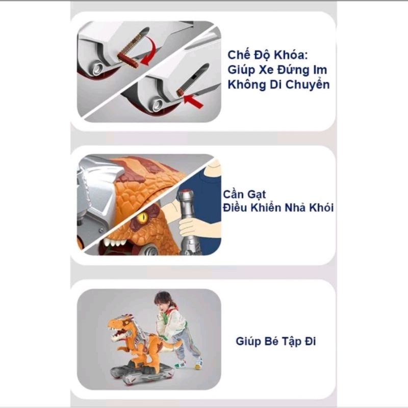 Xe đồ chơi khủng long Trex Phun khói