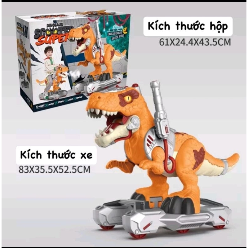 Xe đồ chơi khủng long Trex Phun khói