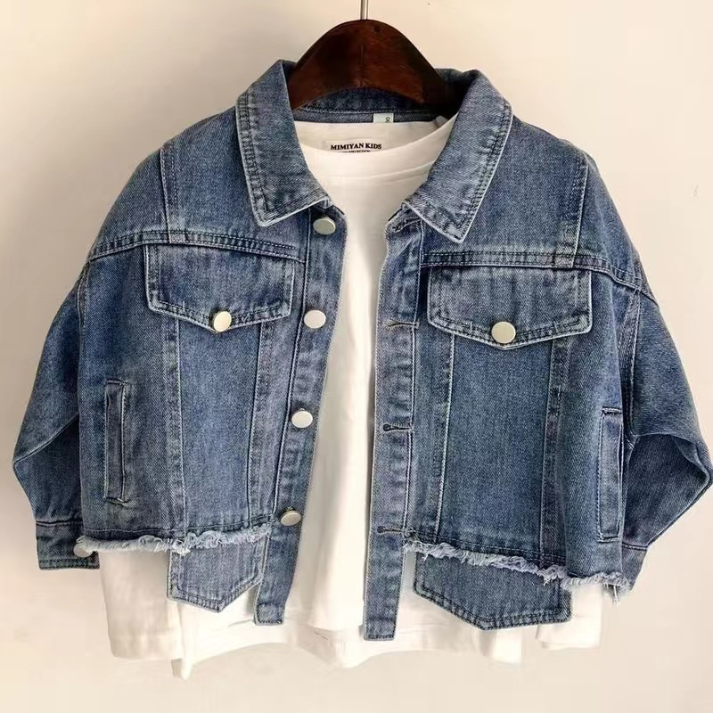 Áo Jean lửng cá tính phong cách hàn quốc cho bé trai bé gái