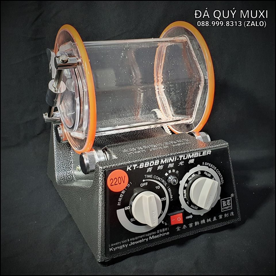 Máy quay bi đánh bóng trang sức vàng bạc có chế độ hẹn giờ, điều chỉnh tốc độ, đảo chiều quay