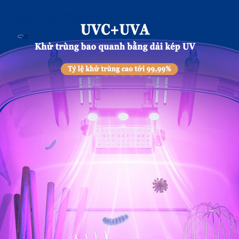 「 Sấy khí nóng 」Máy sấy và khử khuẩn đũa thìa Máy khử trùng đũa thìa có tia UV diệt khuẩn thông minh Máy sấy khô đũa