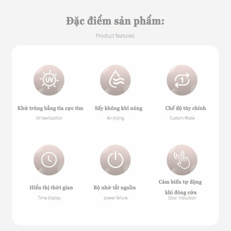 「 Sấy khí nóng 」Máy sấy và khử khuẩn đũa thìa Máy khử trùng đũa thìa có tia UV diệt khuẩn thông minh Máy sấy khô đũa