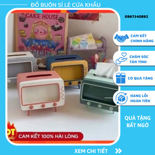 Hộp đựng khăn giấy tivi, kê để điện thoại 2in1