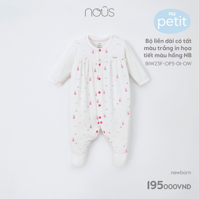 Body NOUS có tất sơ sinh, chất liệu PETIT