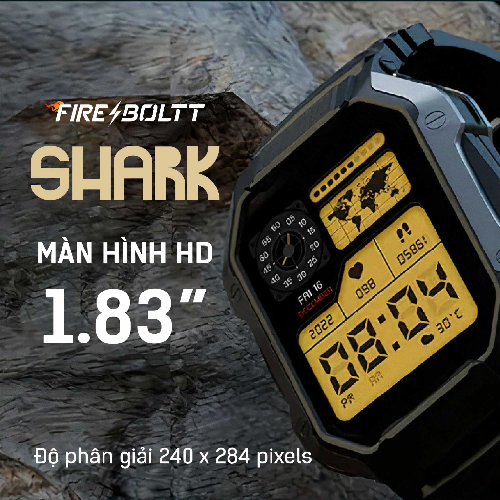 Đồng hồ thông minh FireBoltt Shark - Hãng phân phối chính thức | Màn HD | Nghe gọi | Tích hợp trò chơi