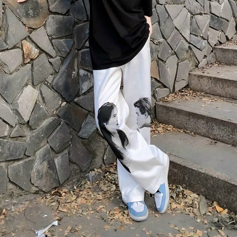 Quần Kaki Ống Rộng 100% cotton WHITE In Hình Godmother