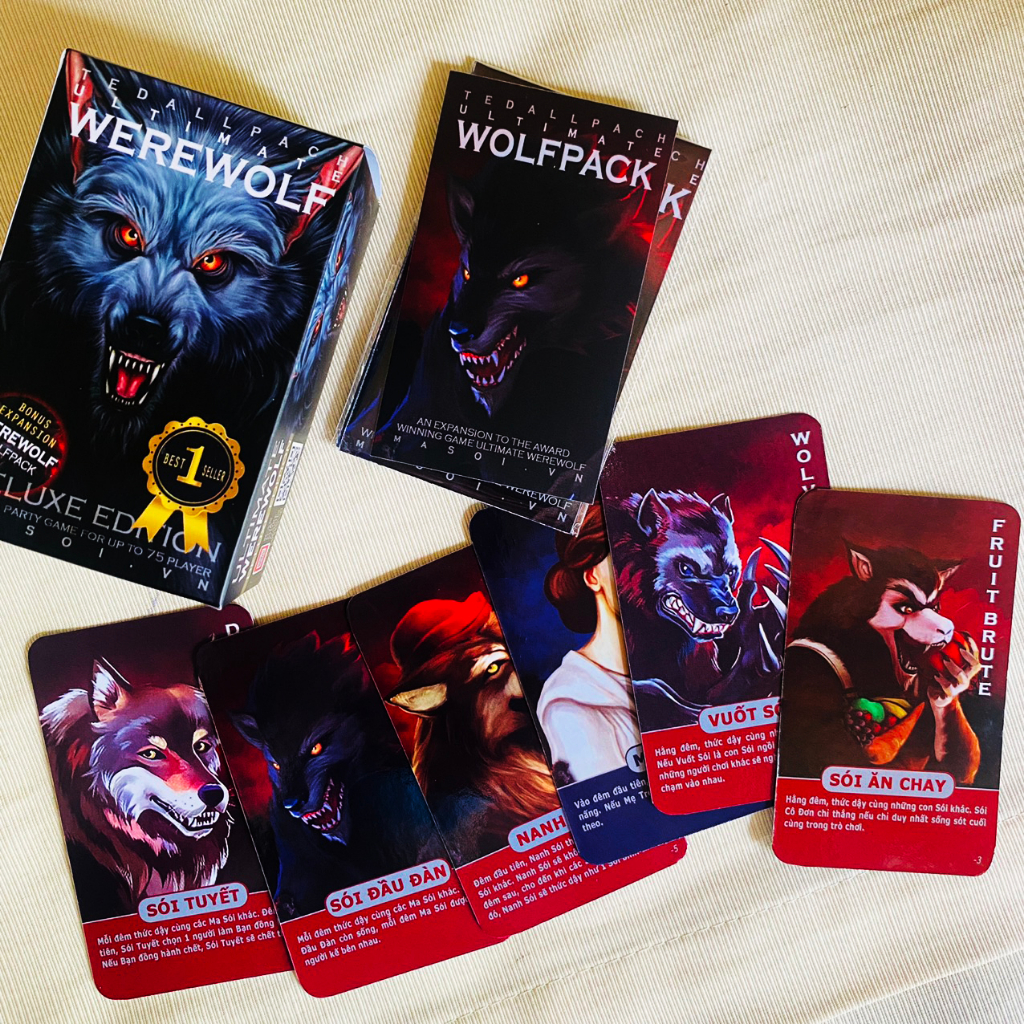 Bài MA SÓI việt hóa 66 lá ĐẦY ĐỦ, CHẤT GIẤY DÀY- siêu tiện lợi