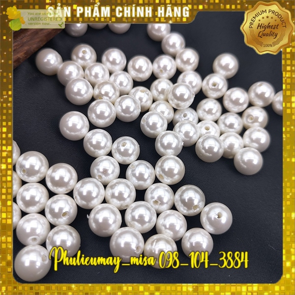 phụ liệu may rẻ 150 viên ngọc trai (loại đẹp) có lỗ xỏ 6- 8-10-12mm - Hạt ngọc trai giả, hạt châu .