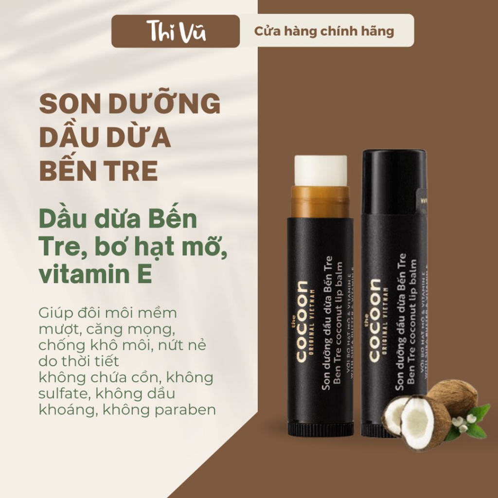 Son dưỡng Cocoon dầu dừa Bến Tre 5g - Thi Vũ