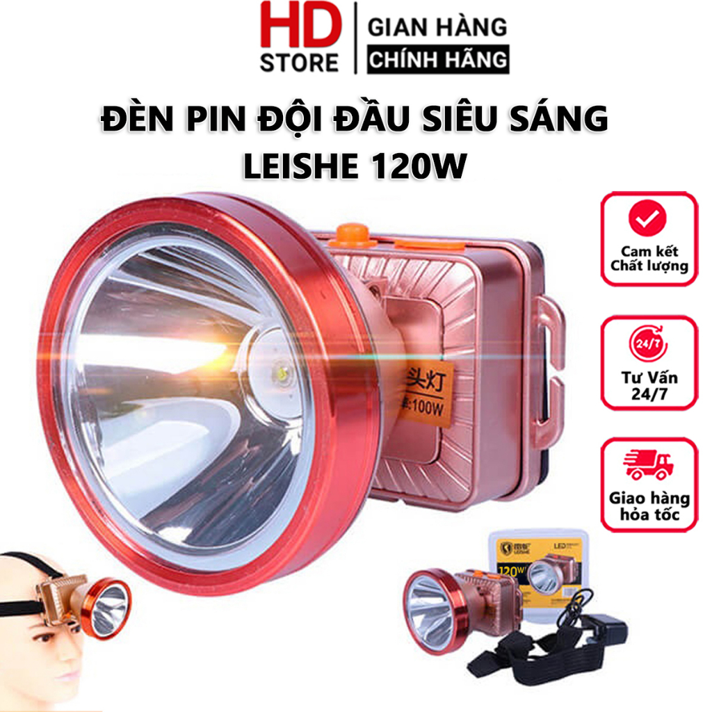 Đèn pin siêu sáng đội đầu Leishe - KAW 120W chiếu xa 200m công suất 120W pin trâu 3600mAh sử dụng liên tục 5-7h