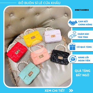 combo 10 túi đeo chéo mini quai ngọc trai nhân tạo cho bé