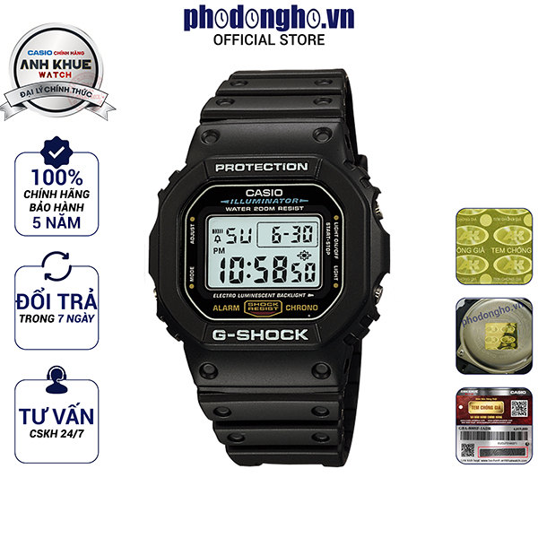 Đồng hồ nam dây nhựa G-SHOCK Casio chính hãng Anh Khuê DW-5600E-1VDF