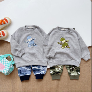 Bộ đồ dài tay quần dài thu đông bộ đội cho bé trai/ gái chất liệu 100% cotton, quần áo trẻ em bebukidsstore-SB1352