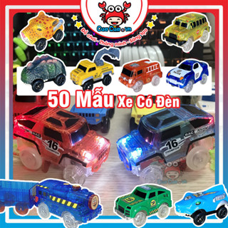 Xe ô tô chạy pin bộ đường đua ô tô lắp ghép, lẻ xe đồ chơi bộ lắp ráp đường ray ô tô có đèn đủ màu xanh đỏ vàng trắng