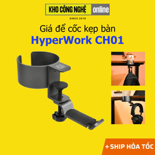 Giá để cốc kẹp bàn tích hợp giá treo tai nghe móc treo đồ HyperWork CH01