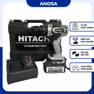 Máy khoan pin Hitachi 199v,máy khoan cầm tay 3 chức năng có búa động cơ không chổi than