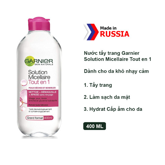 Nước Tẩy Trang Làm Sạch Sâu Dịu Nhẹ Cho Mọi Loại Da - Garnier Micellar Cleansing Water 400ml