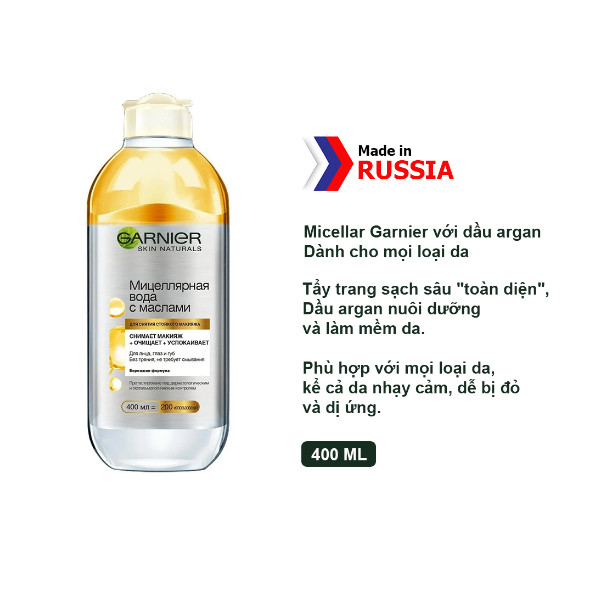 Nước Tẩy Trang Làm Sạch Sâu Dịu Nhẹ Cho Mọi Loại Da - Garnier Micellar Cleansing Water 400ml